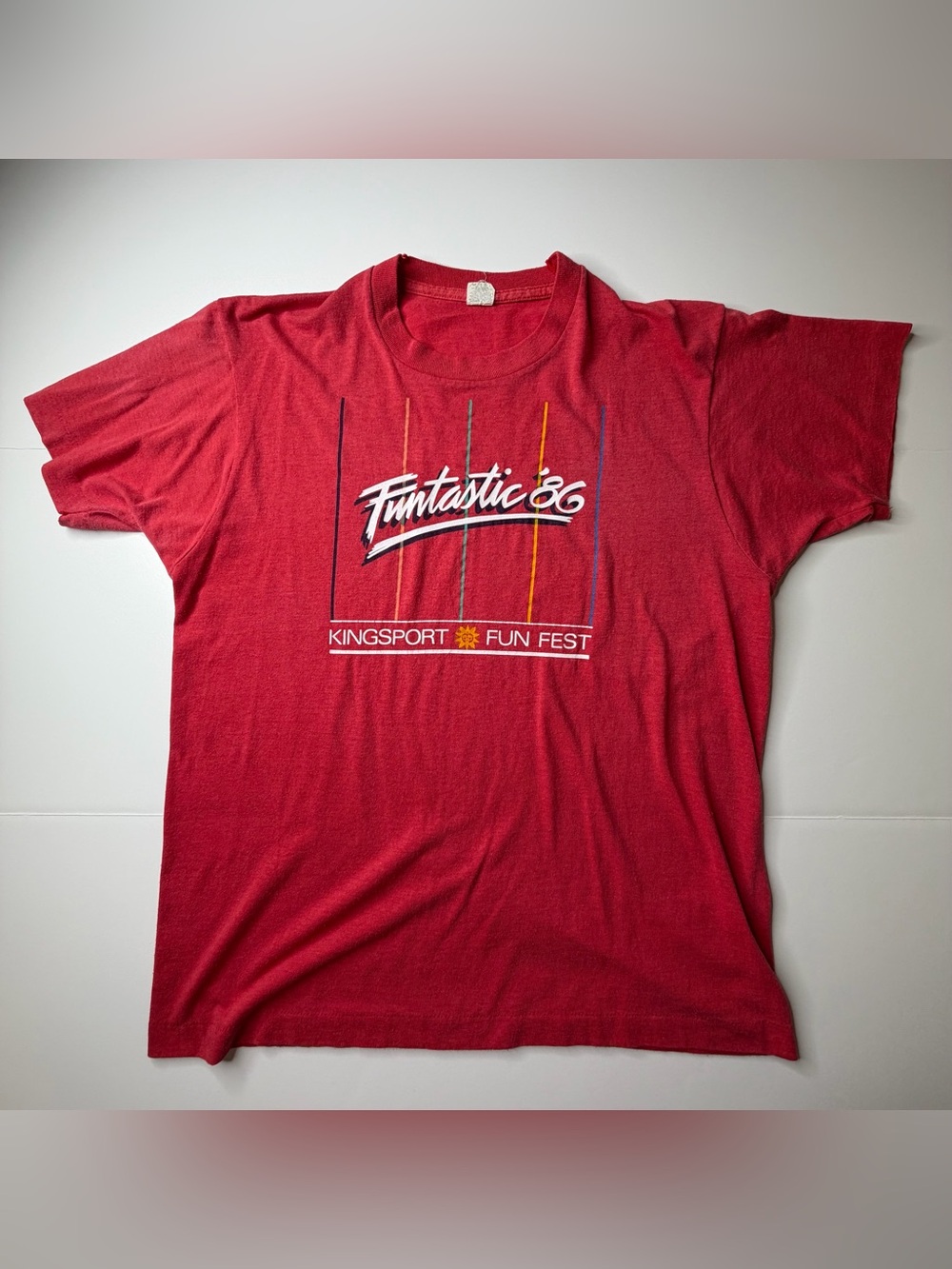Vintage1986 Kingsport Funfest Single Stitch Red Graphic T-Shirt Sz L